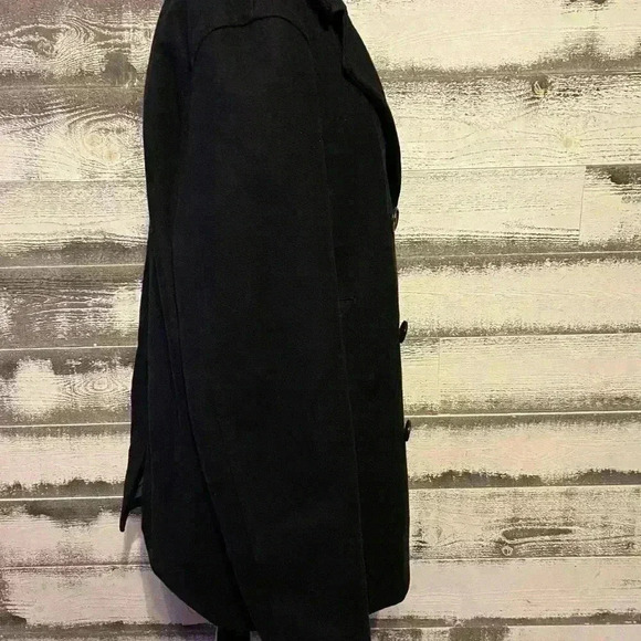 J. Crew Black Wool Pea Coat size Medium - Picture 2 of 4